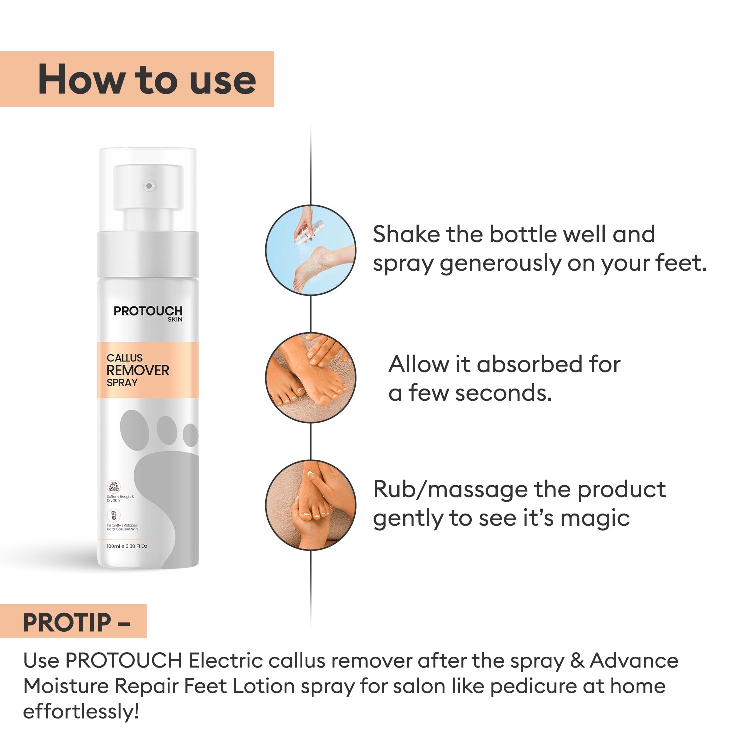 Pro Pedicure Combo | Callus Remover Spray | Feet Lotion | Instantly Smooth & Soft Feet