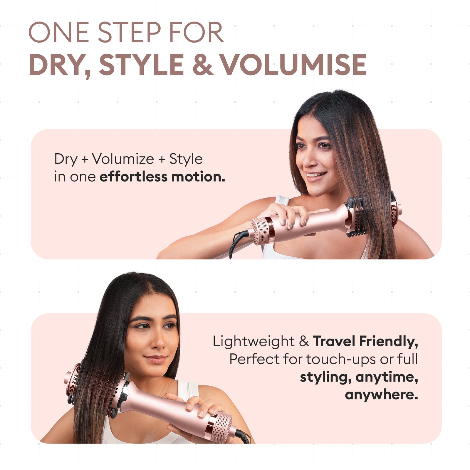 Protouch Born To Shine 2‑in‑1 Styling Blow Brush – Drying, Straightening & Styling Tool for Smooth, Shiny Hair