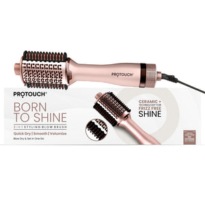 Protouch Born To Shine 2‑in‑1 Styling Blow Brush – Drying, Straightening & Styling Tool for Smooth, Shiny Hair