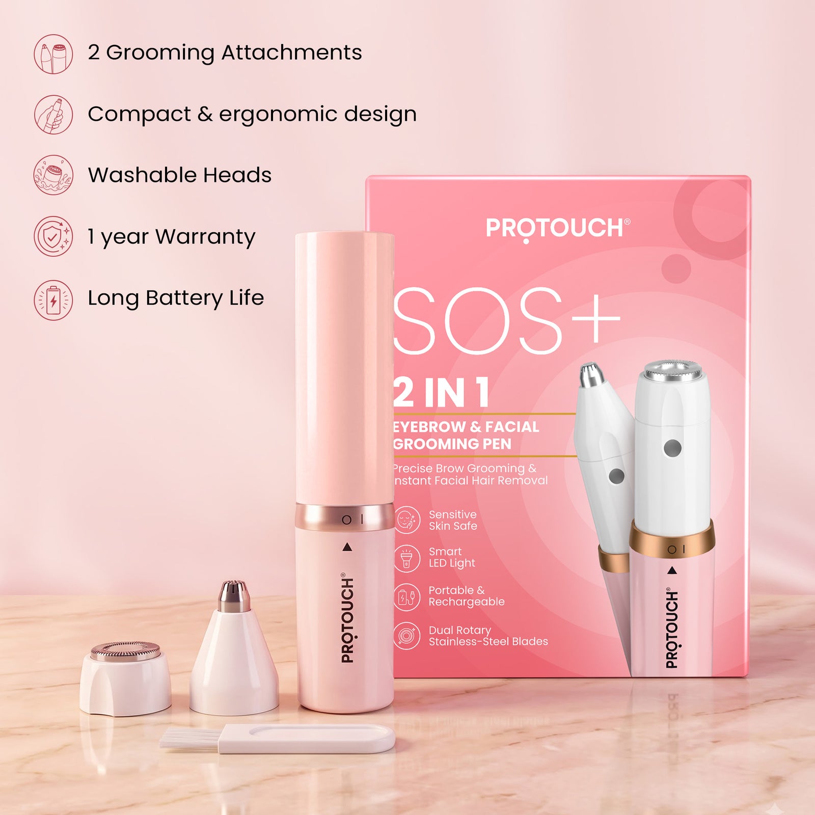 PROTOUCH SOS+ 2-in-1 Eyebrow & Facial Grooming Pen
