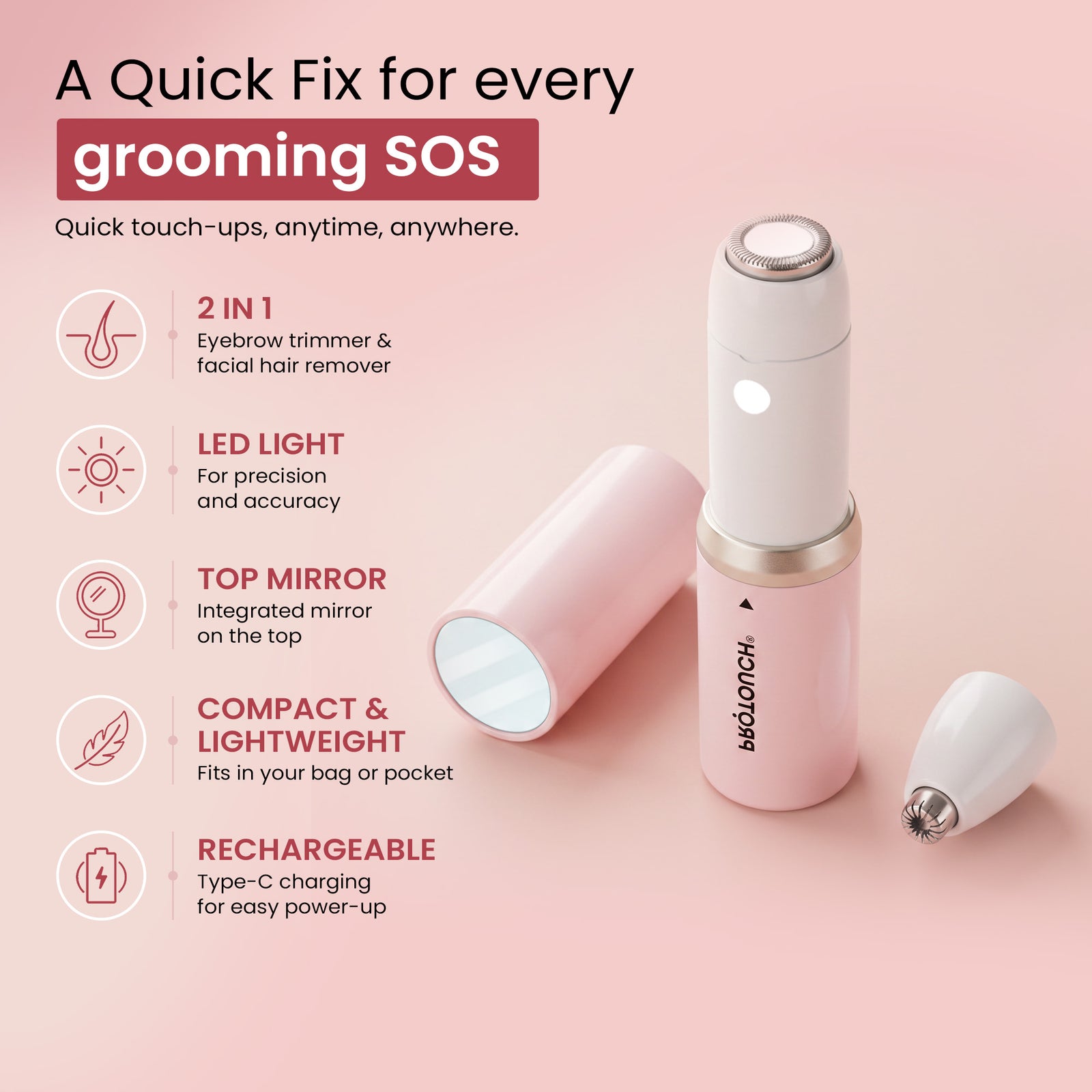 PROTOUCH SOS+ 2-in-1 Eyebrow & Facial Grooming Pen