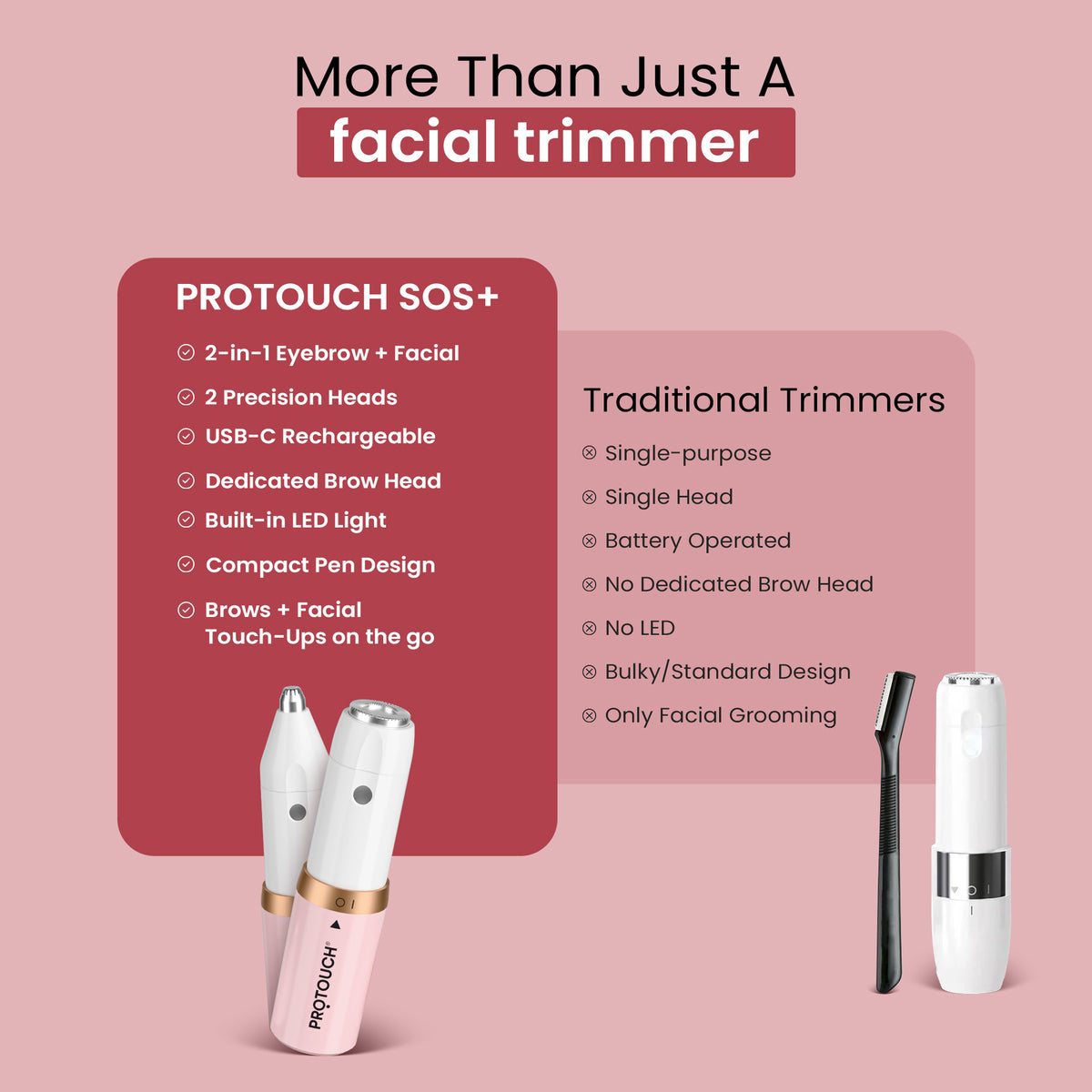 PROTOUCH SOS+ 2-in-1 Eyebrow & Facial Grooming Pen