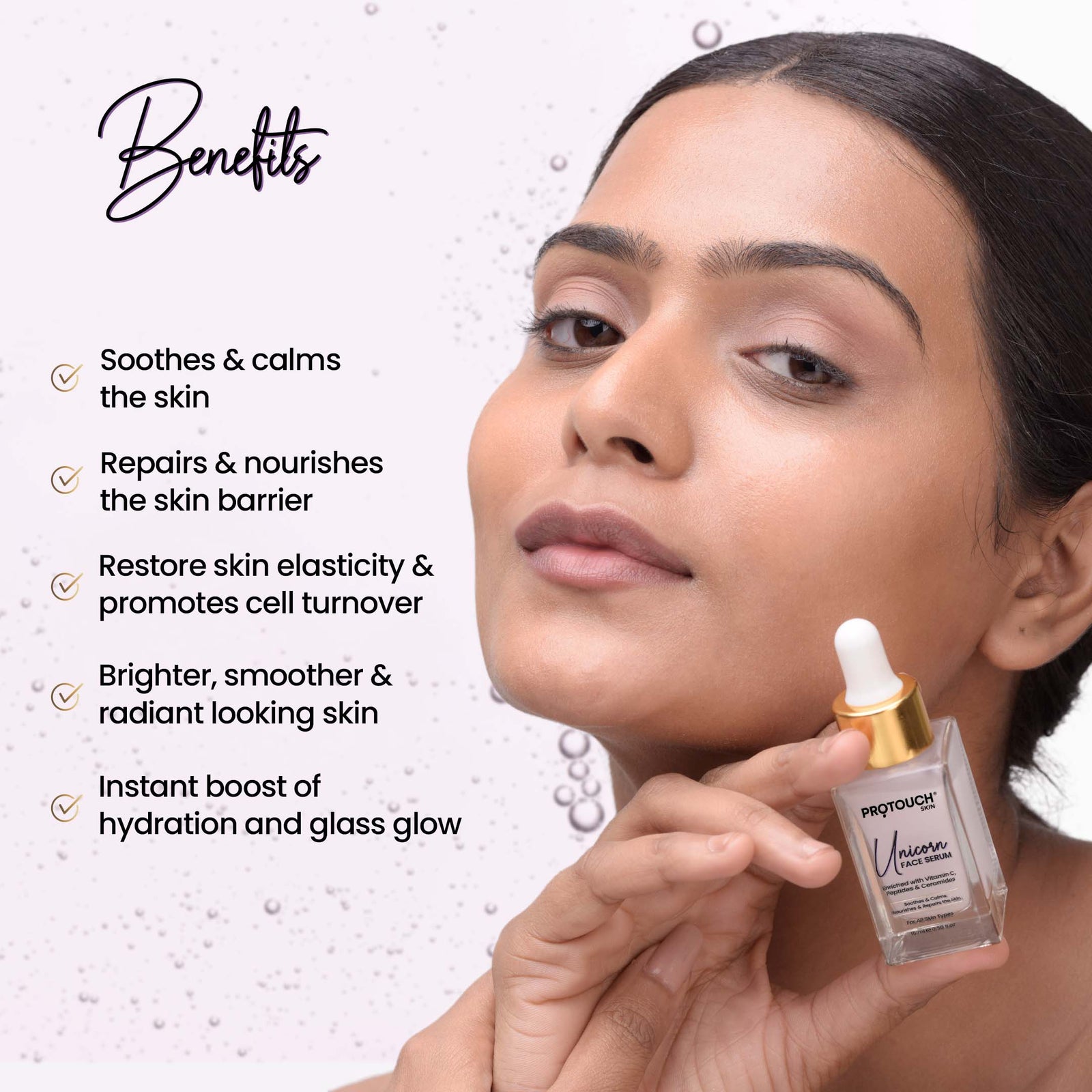 Unicorn Face Serum with Ceramides | Multi-peptide face serum for Instant hydration