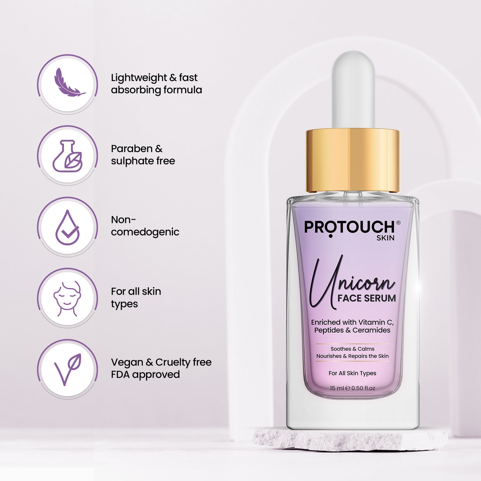 Unicorn Face Serum with Ceramides | Multi-peptide face serum for Instant hydration