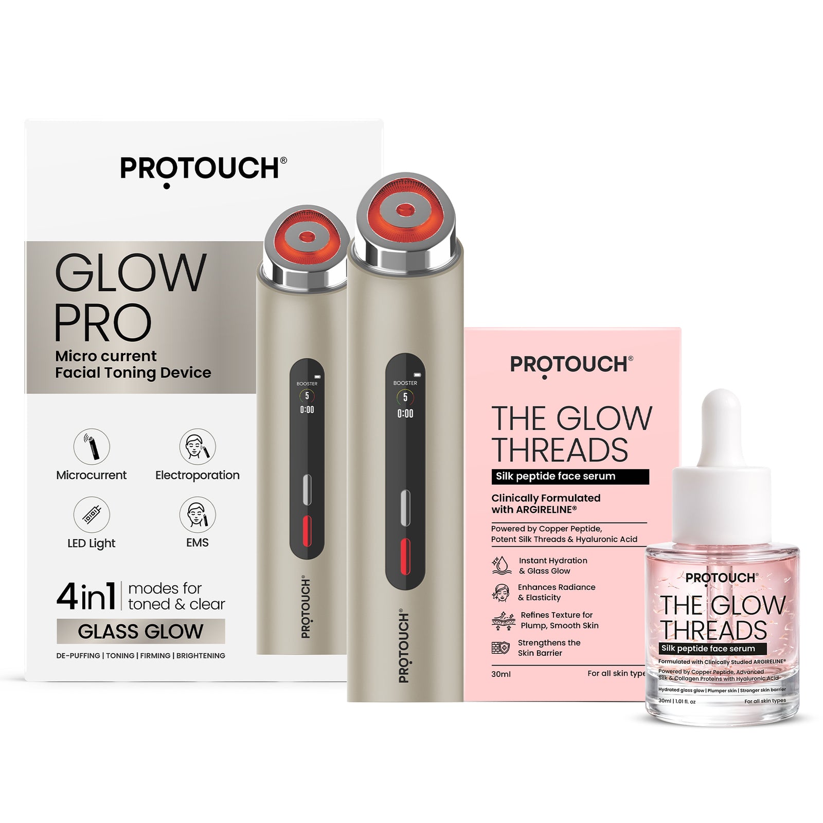 The Sculpt & Glow Kit: Glow Pro 4-in-1 Facial Toning Device + Glow Threads Serum (30ml)