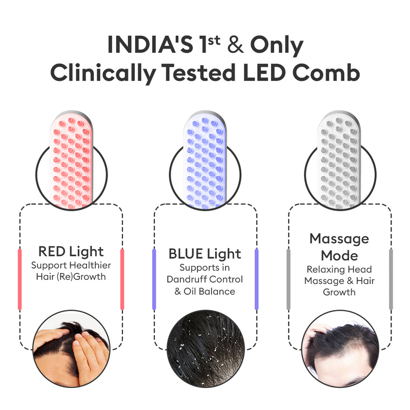LED Hair Growth Therapy Comb | Vibrating Scalp Massage Comb with LED lights