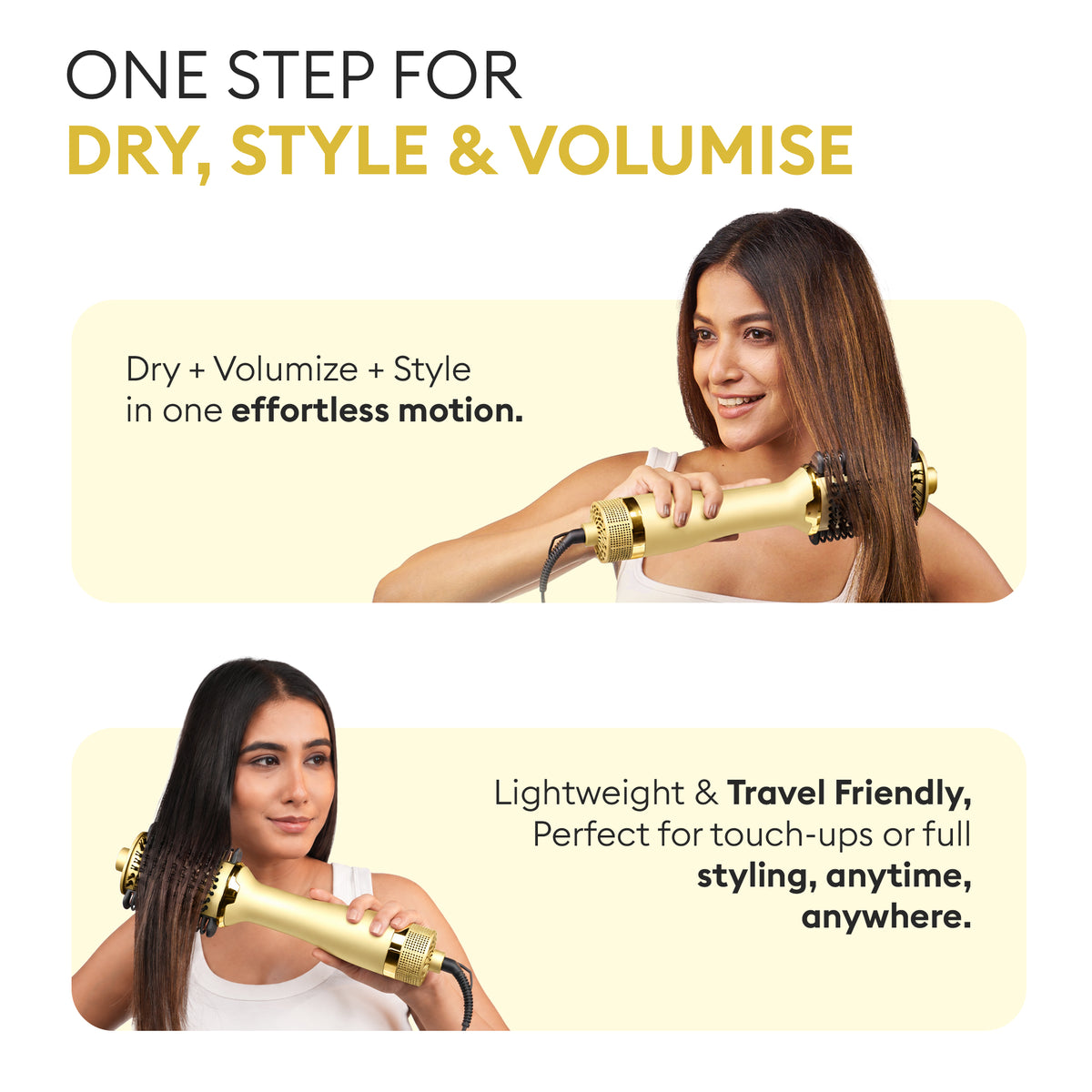 Protouch Born To Shine 2‑in‑1 Styling Blow Brush – Drying, Straightening & Styling Tool for Smooth, Shiny Hair
