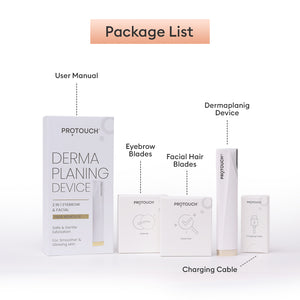 Protouch Dermaplaning Device | 2 in 1 Facial Hair Remover & Eyebrow Grooming | Gentle skin exfoliation