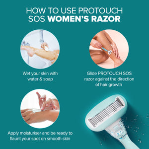 PROTOUCH SOS Women Razor | Painless & One Stroke Hair Removal Razor | 5-Blade Technology