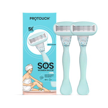 SOS Women Razor | Painless & One Stroke Hair Removal Razor | 5-Blade Technology (Pack of 2)